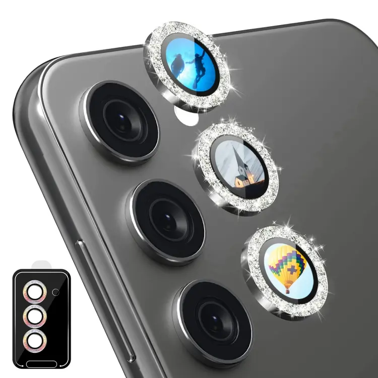 For Samsung Galaxy S24 5G ENKAY Hat-Prince AR 9H Rear Lens Glitter Aluminium Alloy Tempered Glass Film(Grey)
