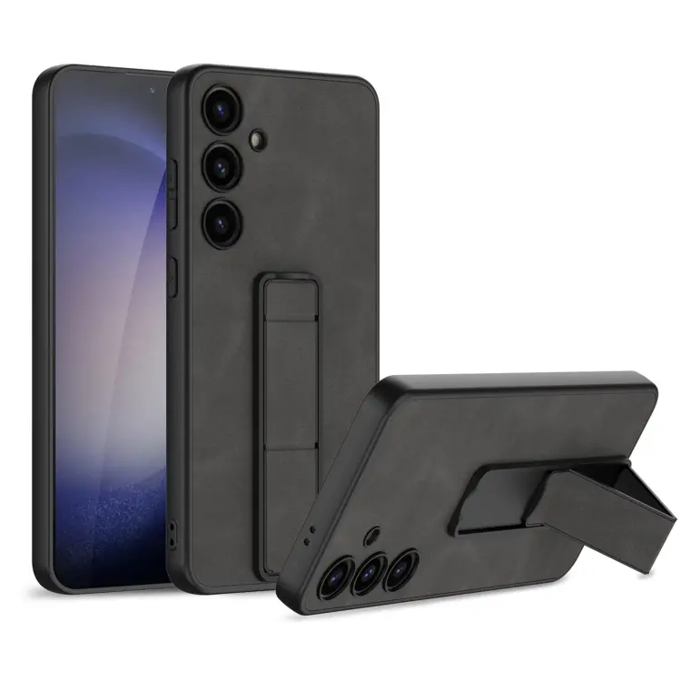 For Samsung Galaxy S24 5G GKK Skin Feel Frosted Leather Fold Holder Phone Case(Grey)