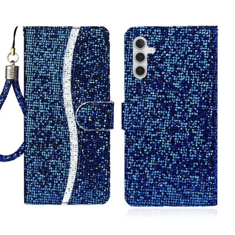 For Samsung Galaxy S24 5G Glitter Powder Filp Leather Phone Case(Blue)
