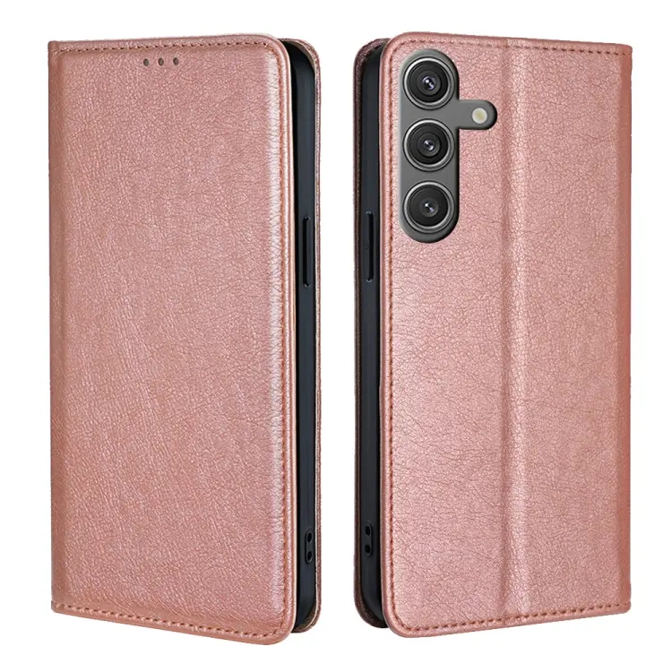 For Samsung Galaxy S24 5G Gloss Oil Solid Color Magnetic Leather Phone Case(Rose Gold)