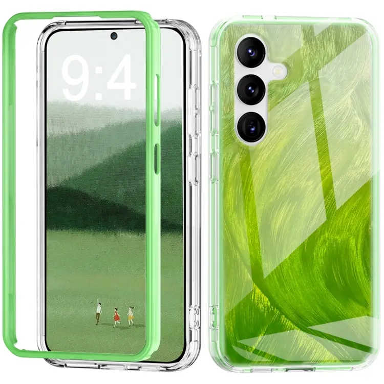 For Samsung Galaxy S24 5G IMD Gradient Feather PC + TPU Phone Case(Green)