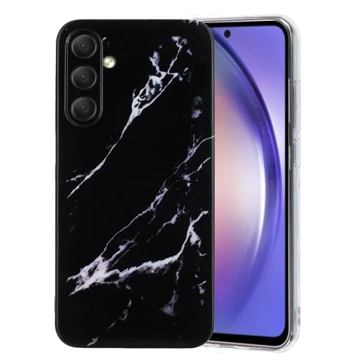 For Samsung Galaxy S24 5G IMD Marble Pattern TPU Phone Case(Black)