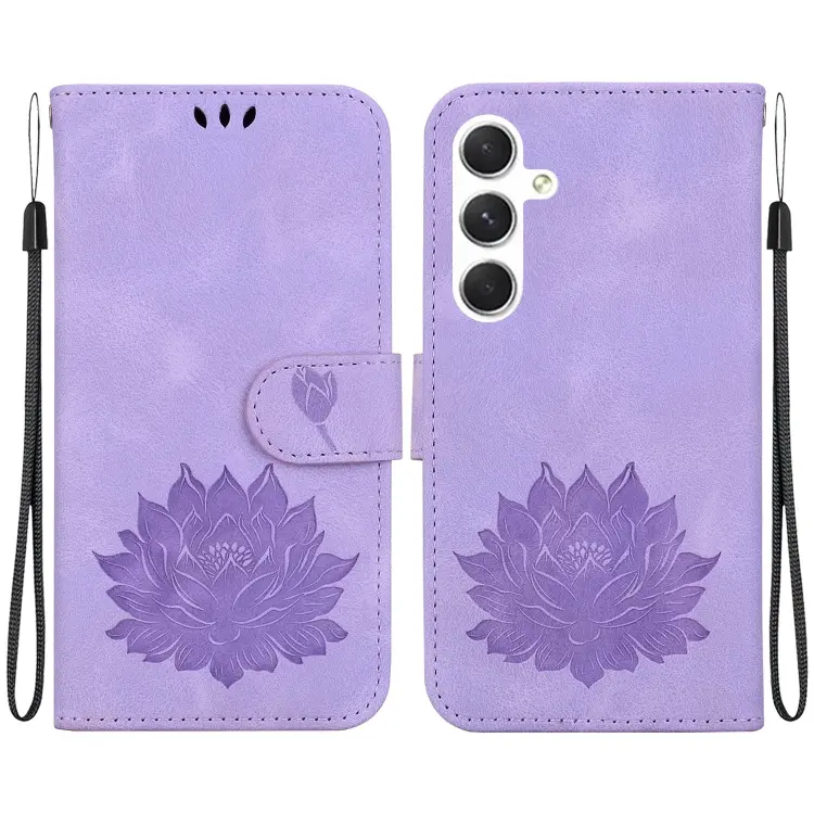 For Samsung Galaxy S24 5G Lotus Embossed Leather Phone Case(Purple)