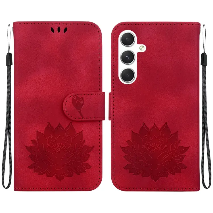 For Samsung Galaxy S24 5G Lotus Embossed Leather Phone Case(Red)