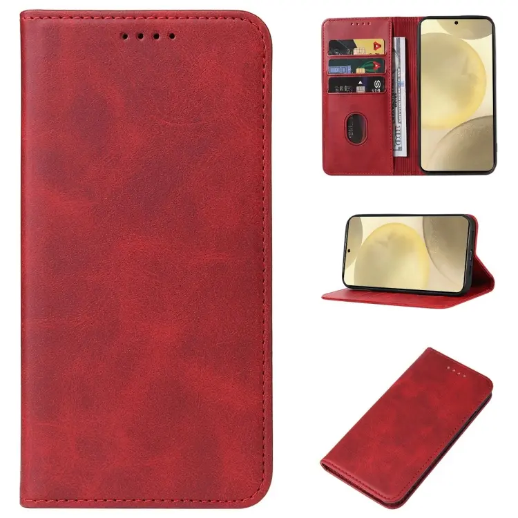 For Samsung Galaxy S24 5G Magnetic Closure Leather Phone Case(Red)