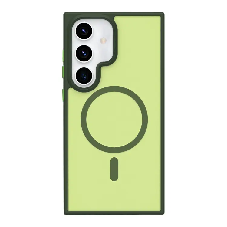 For Samsung Galaxy S24 5G Metal Button Skin Feel Matte MagSafe Shockproof Phone Case(Green)