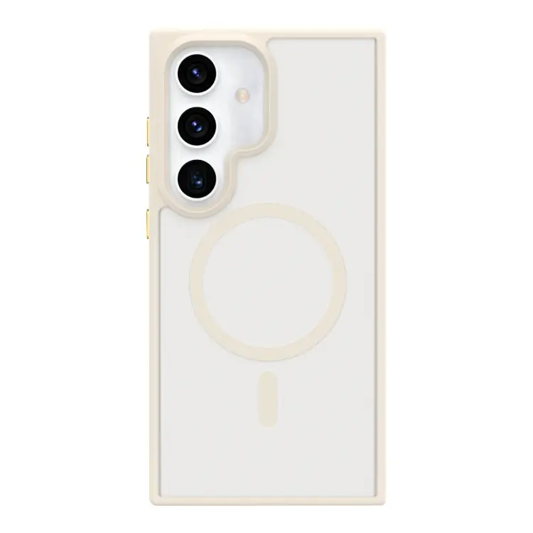 For Samsung Galaxy S24 5G Metal Button Skin Feel Matte MagSafe Shockproof Phone Case(White)