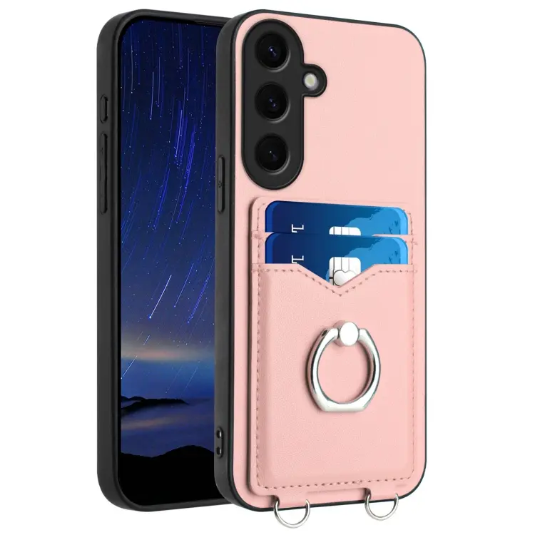 For Samsung Galaxy S24 5G R20 Ring Card Holder Phone Case(Pink)