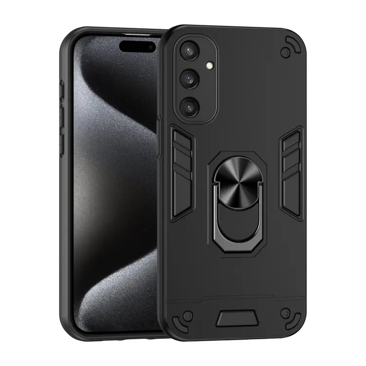 For Samsung Galaxy S24 5G Shockproof Metal Ring Holder Phone Case(Black)