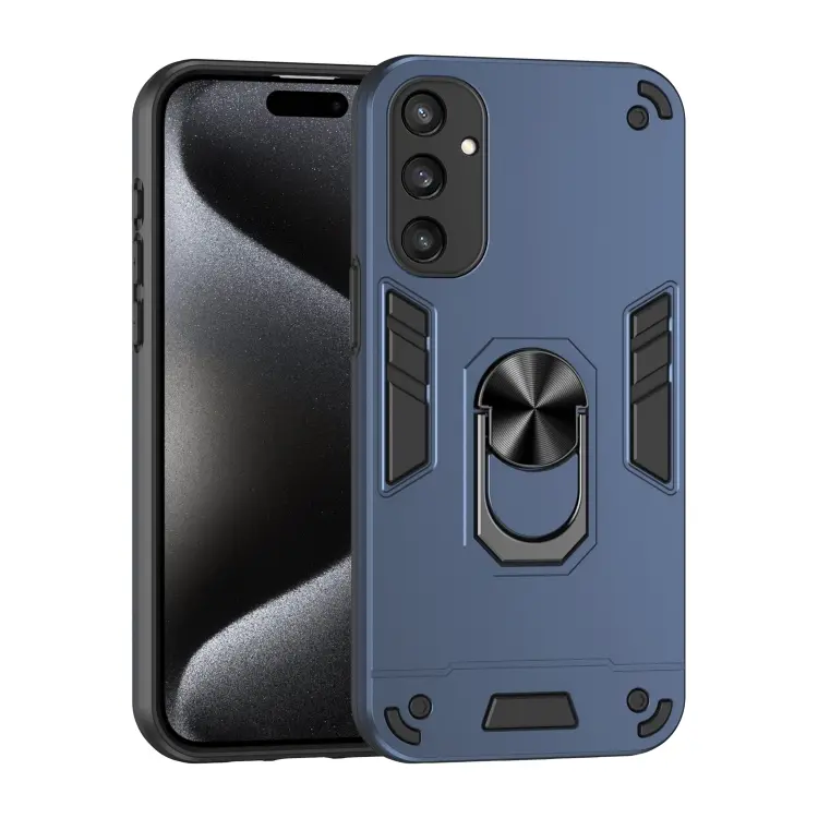 For Samsung Galaxy S24 5G Shockproof Metal Ring Holder Phone Case(Blue)
