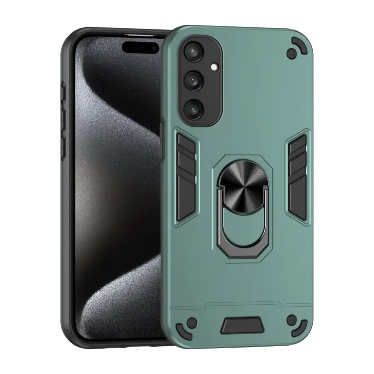For Samsung Galaxy S24 5G Shockproof Metal Ring Holder Phone Case(Green)