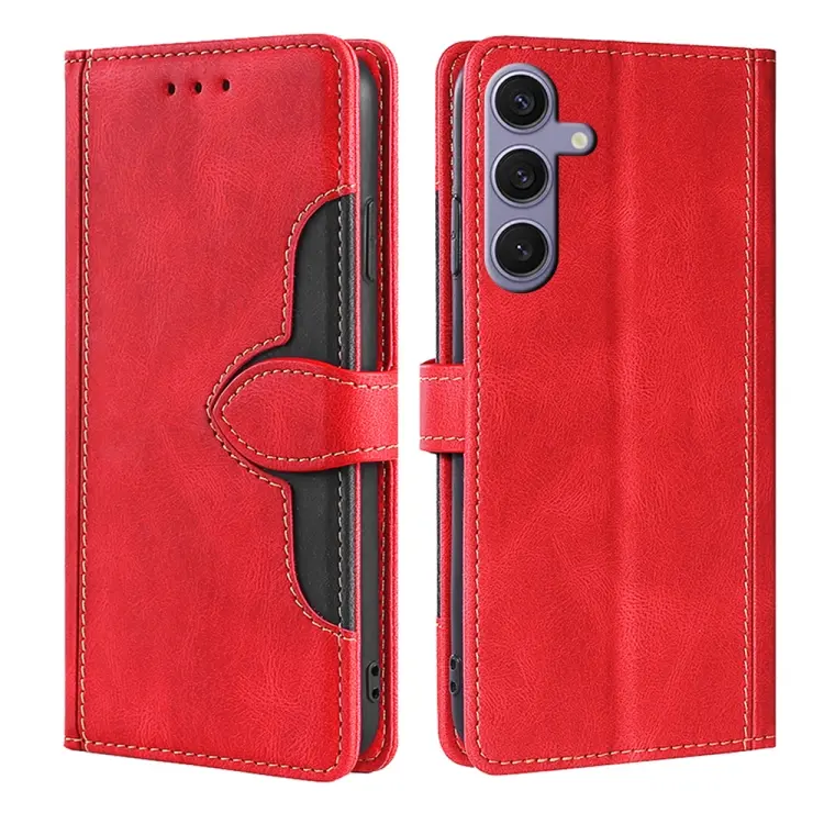 For Samsung Galaxy S24 5G Skin Feel Magnetic Buckle Leather Phone Case(Red)