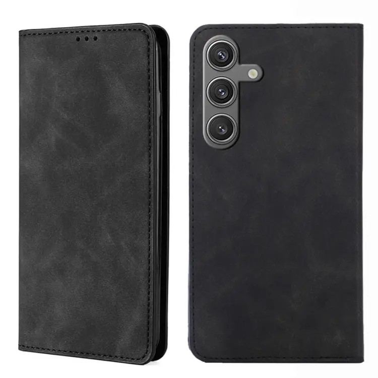 For Samsung Galaxy S24 5G Skin Feel Magnetic Leather Phone Case(Black)