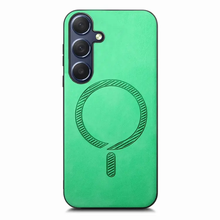 For Samsung Galaxy S24 5G Solid Color Retro Magsafe PU Back Cover Phone Case(Green)