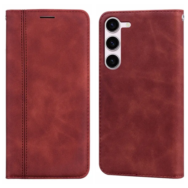 For Samsung Galaxy S24 Frosted Business Magnetic Horizontal Flip PU Phone Case(Brown)