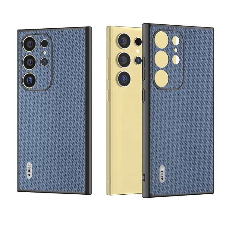 For Samsung Galaxy S24 Ultra 5G ABEEL Carbon Fiber Texture Protective Phone Case(Light Blue)
