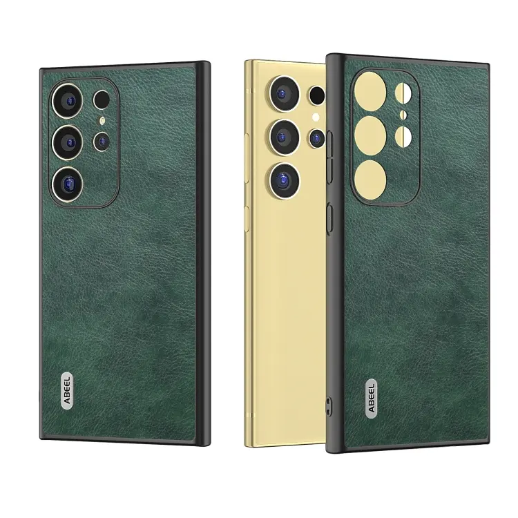 For Samsung Galaxy S24 Ultra 5G ABEEL Dual Color Lichi Texture PU Phone Case(Green)