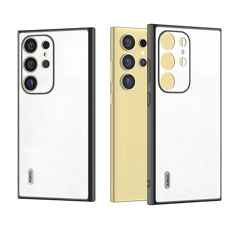For Samsung Galaxy S24 Ultra 5G ABEEL Dual Color Lichi Texture PU Phone Case(White)