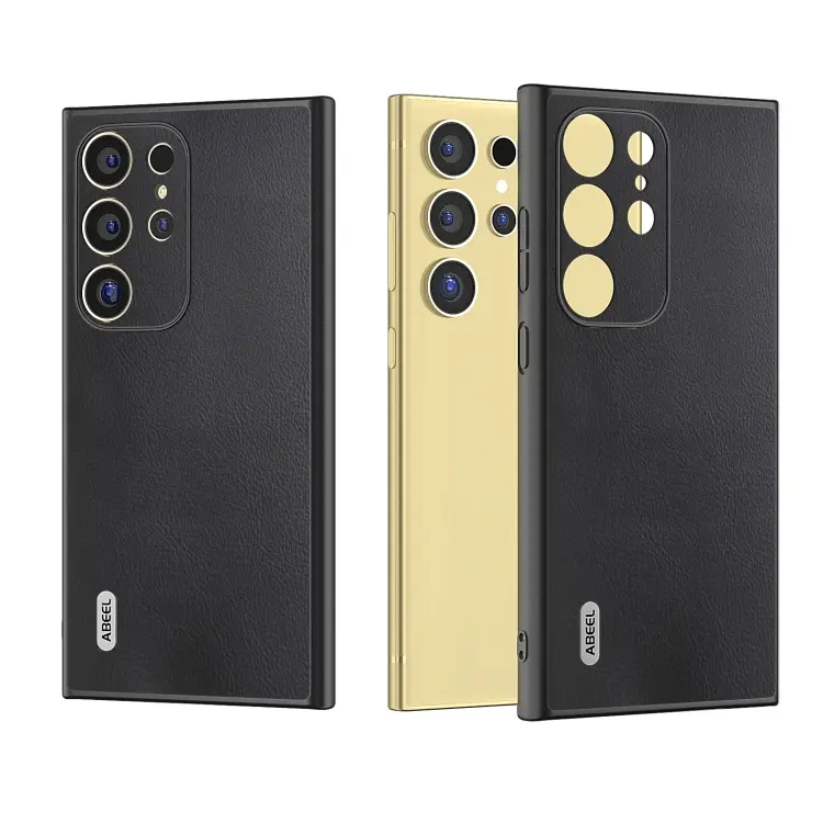 For Samsung Galaxy S24 Ultra 5G ABEEL Ecological Leather Shockproof PU Phone Case(Black)