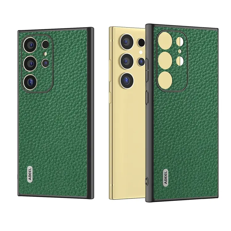 For Samsung Galaxy S24 Ultra 5G ABEEL Genuine Leather Litchi Texture Phone Case(Green)