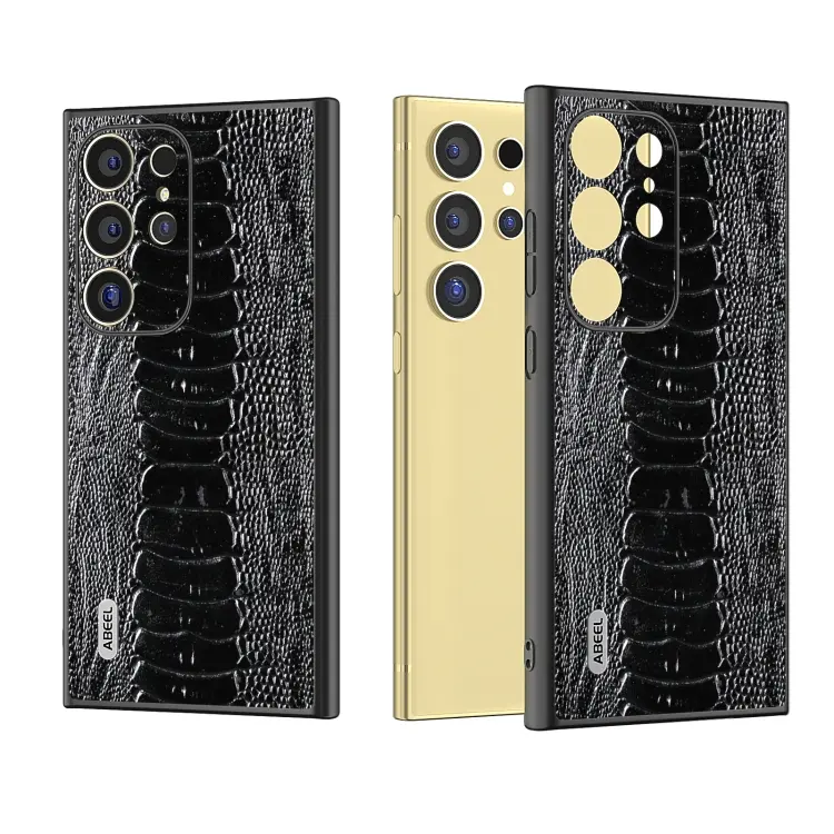 For Samsung Galaxy S24 Ultra 5G ABEEL Genuine Leather Weilai Series Phone Case(Black)