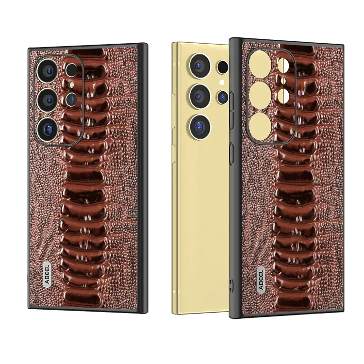 For Samsung Galaxy S24 Ultra 5G ABEEL Genuine Leather Weilai Series Phone Case(Coffee)
