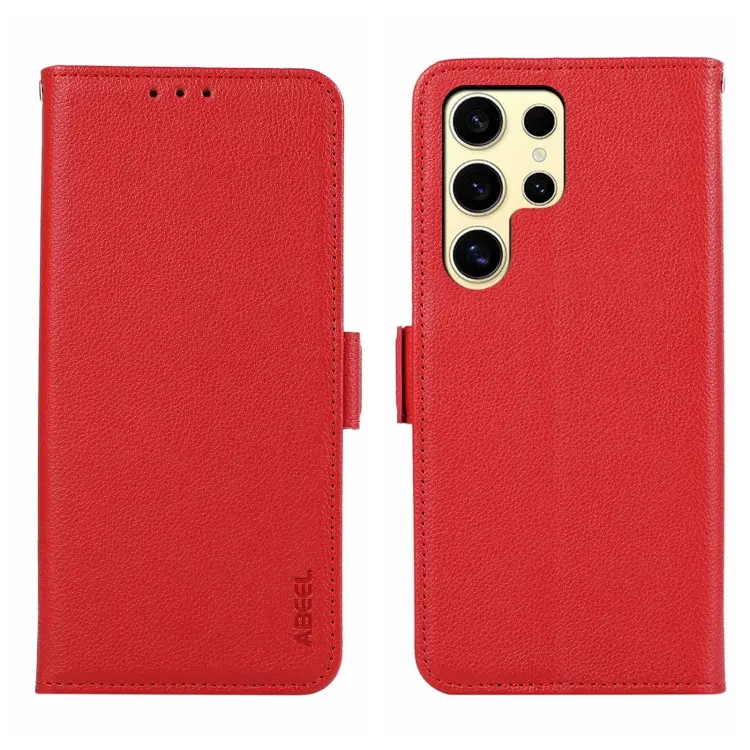 For Samsung Galaxy S24 Ultra 5G ABEEL Side-Magnetic Litchi Pattern Leather RFID Phone Case(Red)