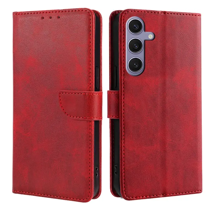 For Samsung Galaxy S24 Ultra 5G Calf Texture Buckle Flip Leather Phone Case(Red)