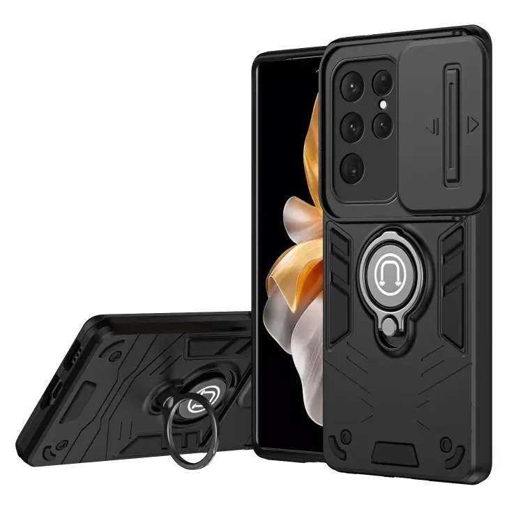 For Samsung Galaxy S24 Ultra 5G Camshield Ring Holder Phone Case(Black)