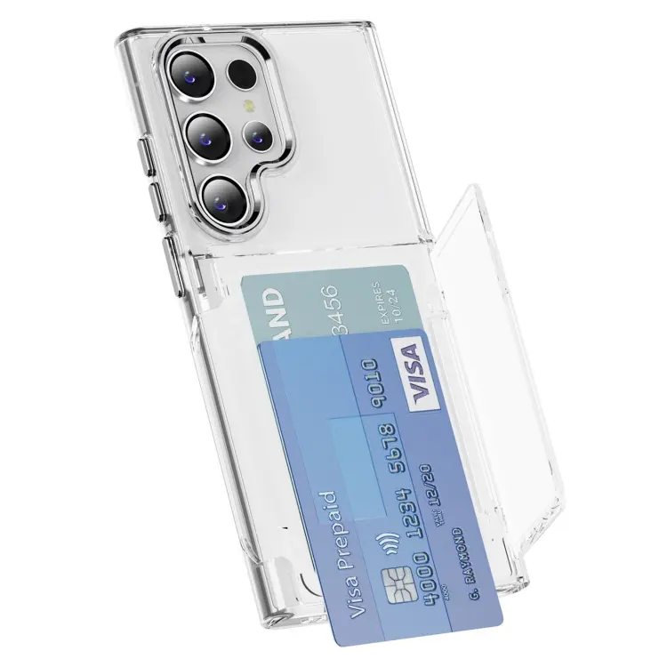 For Samsung Galaxy S24 Ultra 5G Card Holder Acrylic Hybrid TPU Phone Case(Transparent)