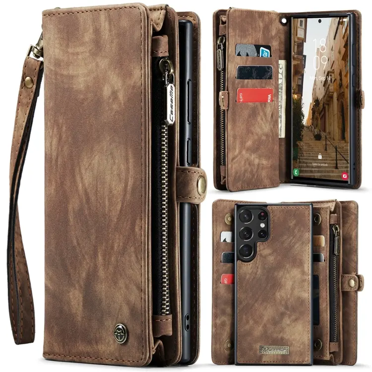 For Samsung Galaxy S24 Ultra 5G CaseMe 008 Detachable Multifunctional Leather Phone Case(Brown)