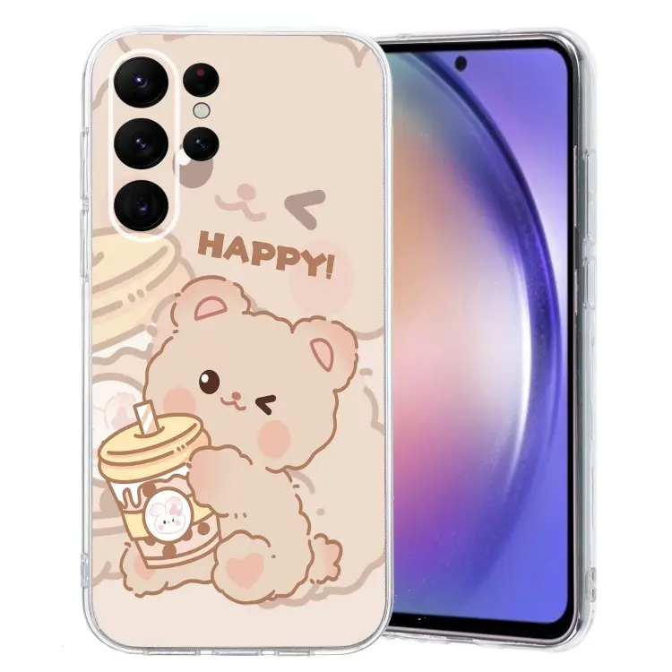 For Samsung Galaxy S24 Ultra 5G Colored Drawing Pattern Transparent TPU Phone Case(Bear)