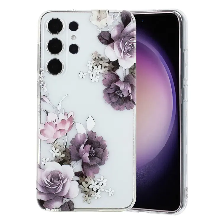 For Samsung Galaxy S24 Ultra 5G Colorful Painting Pattern TPU Phone Case(Peony)