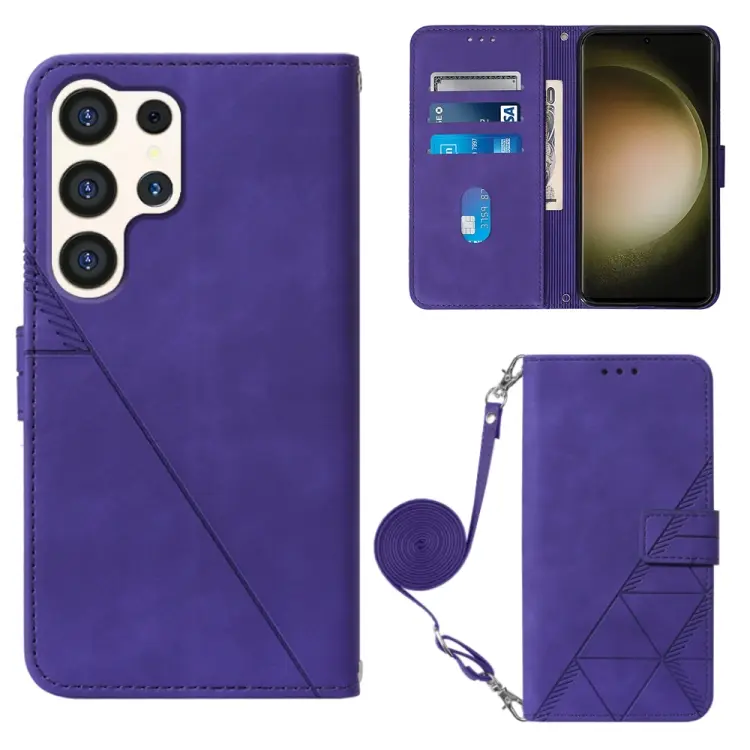 For Samsung Galaxy S24 Ultra 5G Crossbody 3D Embossed Flip Leather Phone Case(Purple)