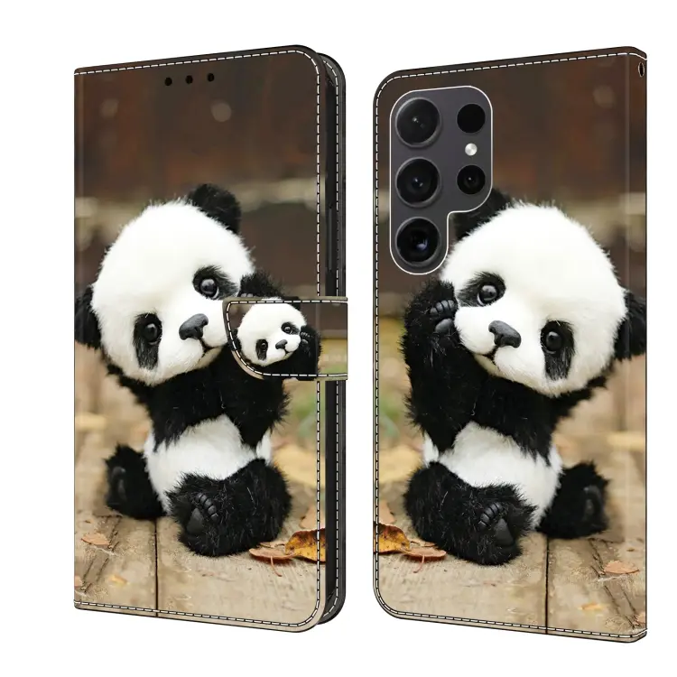 For Samsung Galaxy S24 Ultra 5G Crystal Painted Leather Phone case(Panda)