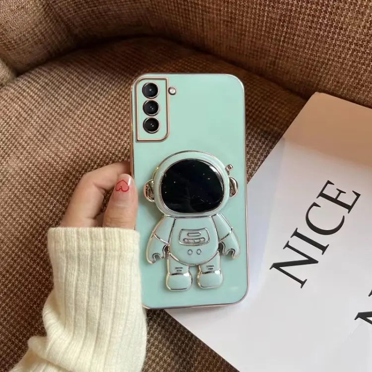 For Samsung Galaxy S24 Ultra 5G Electroplating Astronaut Holder Phone Case(Green)