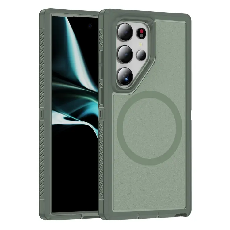 For Samsung Galaxy S24 Ultra 5G Guard Magsafe Magnetic Frosted Phone Case(Green)