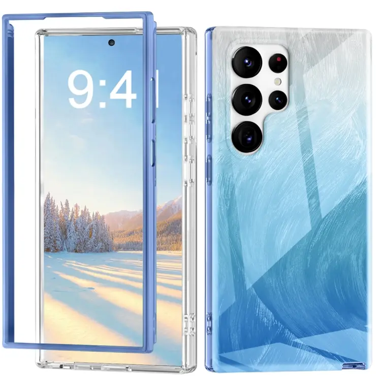 For Samsung Galaxy S24 Ultra 5G IMD Gradient Feather PC + TPU Phone Case(Blue)