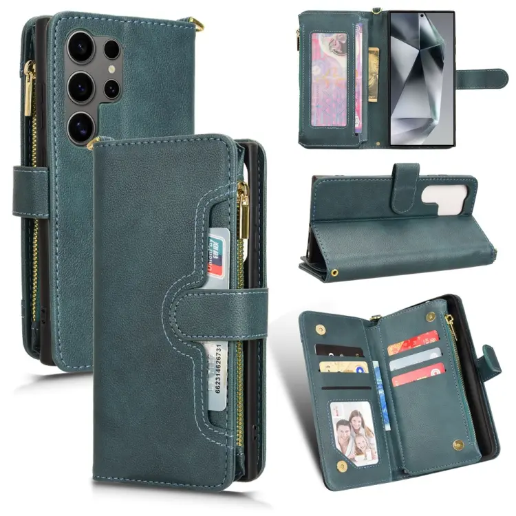 For Samsung Galaxy S24 Ultra 5G Litchi Texture Zipper Leather Phone Case(Green)