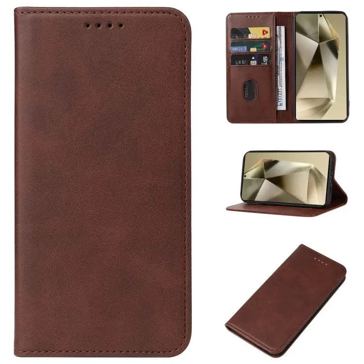 For Samsung Galaxy S24 Ultra 5G Magnetic Closure Leather Phone Case(Brown)