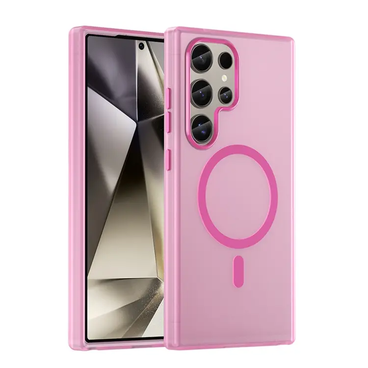 For Samsung Galaxy S24 Ultra 5G MagSafe Frosted Translucent TPU + PC Full Coverage Phone Case(Pink)