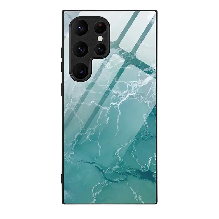 For Samsung Galaxy S24 Ultra 5G Marble Pattern Glass Protective Phone Case(Green Ocean)
