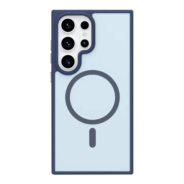 For Samsung Galaxy S24 Ultra 5G Metal Button Skin Feel Matte MagSafe Shockproof Phone Case(Lavender Grey)