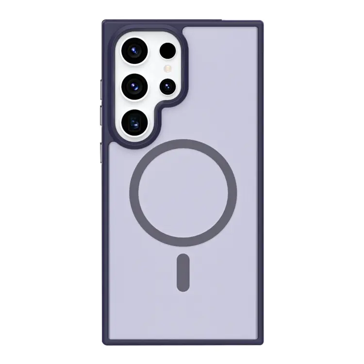 For Samsung Galaxy S24 Ultra 5G Metal Button Skin Feel Matte MagSafe Shockproof Phone Case(Purple)