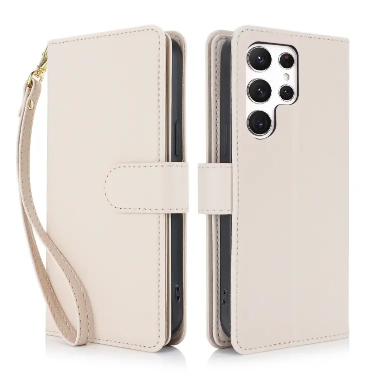 For Samsung Galaxy S24 Ultra 5G Multi-Card Wallet RFID Leather Phone Case(Apricot)
