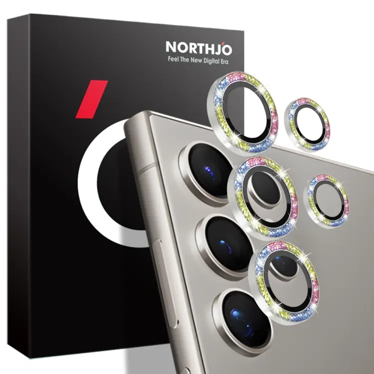 For Samsung Galaxy S24 Ultra 5G NORTHJO Camera Lens Bling Glitter Metal Ring Tempered Glass Film(Colorful)