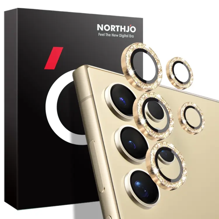 For Samsung Galaxy S24 Ultra 5G NORTHJO Camera Lens Bling Glitter Metal Ring Tempered Glass Film(Gold)