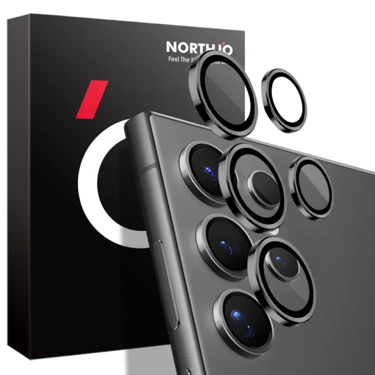 For Samsung Galaxy S24 Ultra 5G NORTHJO Camera LensCD Vein Metal Ring Tempered Glass Film(Black)