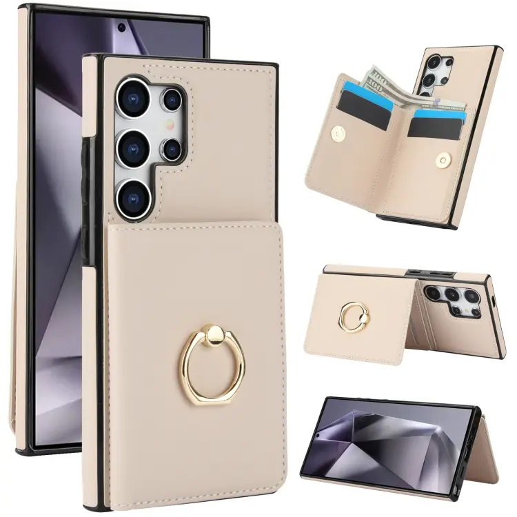 For Samsung Galaxy S24 Ultra 5G RFID Anti-theft Card Ring Holder Phone Case(White)