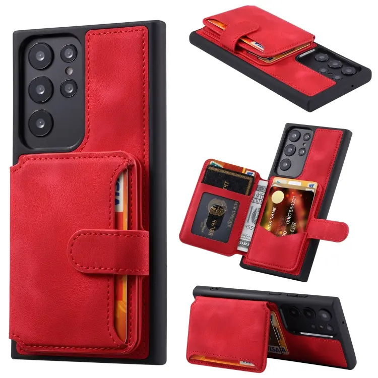 For Samsung Galaxy S24 Ultra 5G Skin Feel Dream RFID Anti-theft PU Card Bag Phone Case(Red)